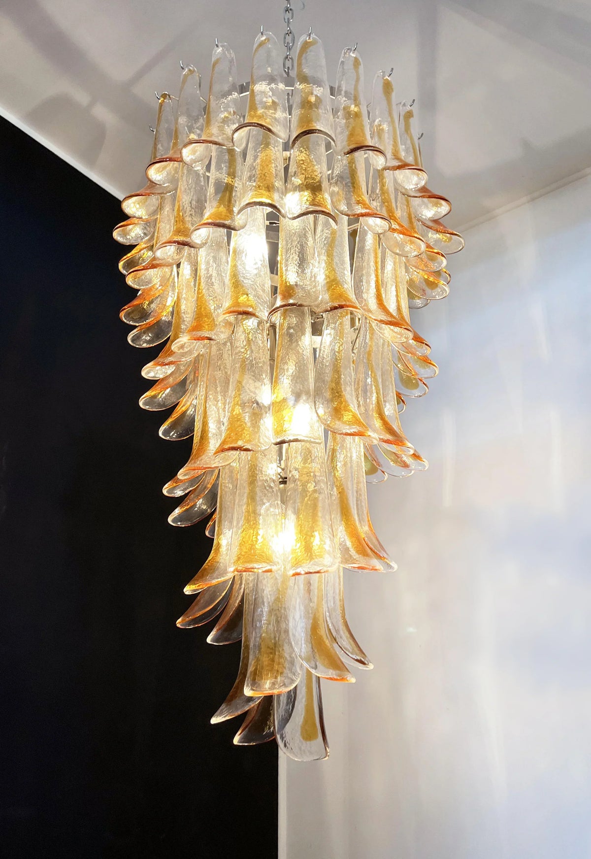 Petals Spiral Murano Transparent Chandelier Beautiful Amber - view 11