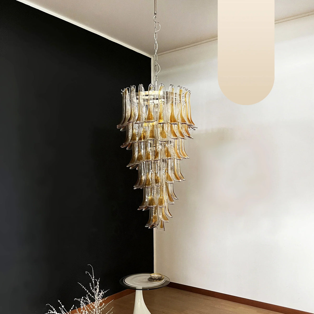 Petals Spiral Murano Transparent Chandelier Beautiful Amber - view 17