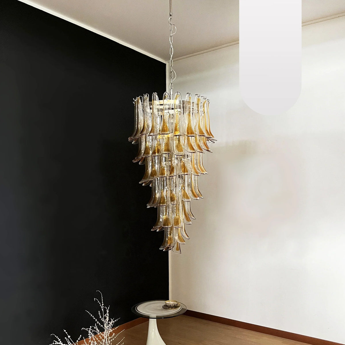 Petals Spiral Murano Transparent Chandelier Beautiful Amber - view 18