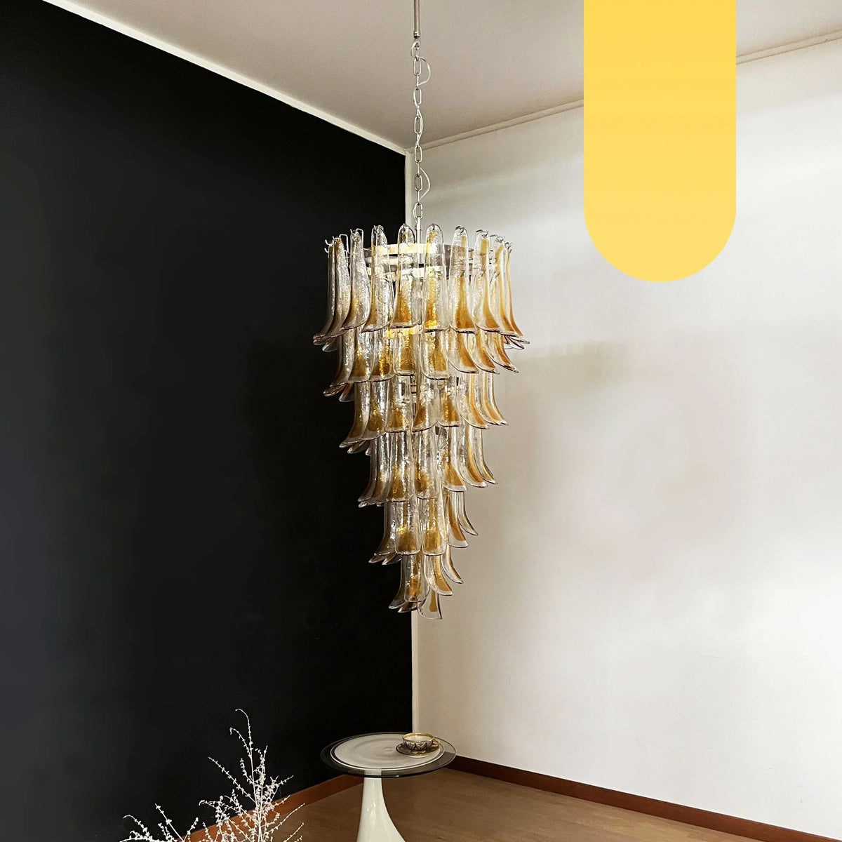 Petals Spiral Murano Transparent Chandelier Beautiful Amber - view 19