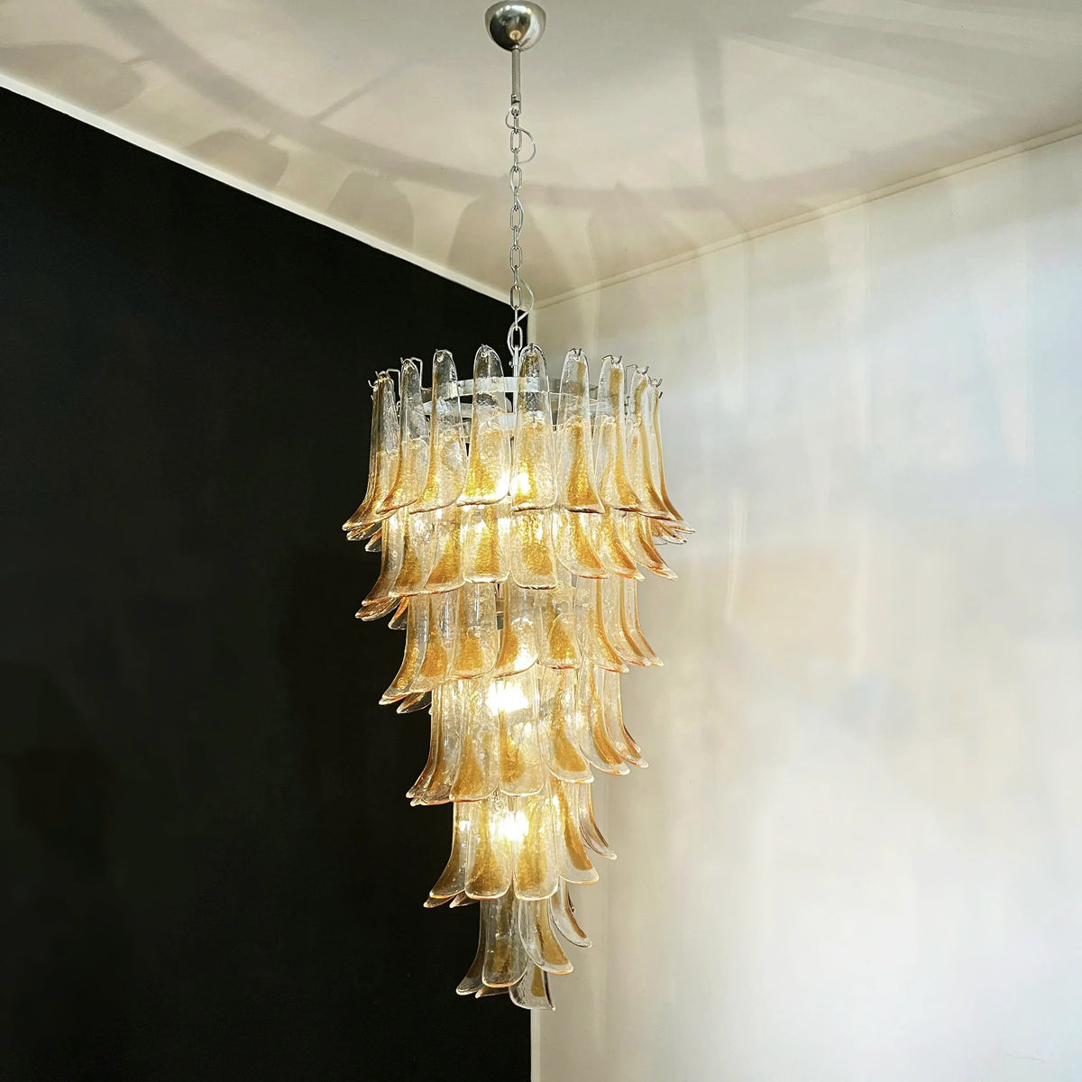 Petals Spiral Murano Transparent Chandelier Beautiful Amber - view 14