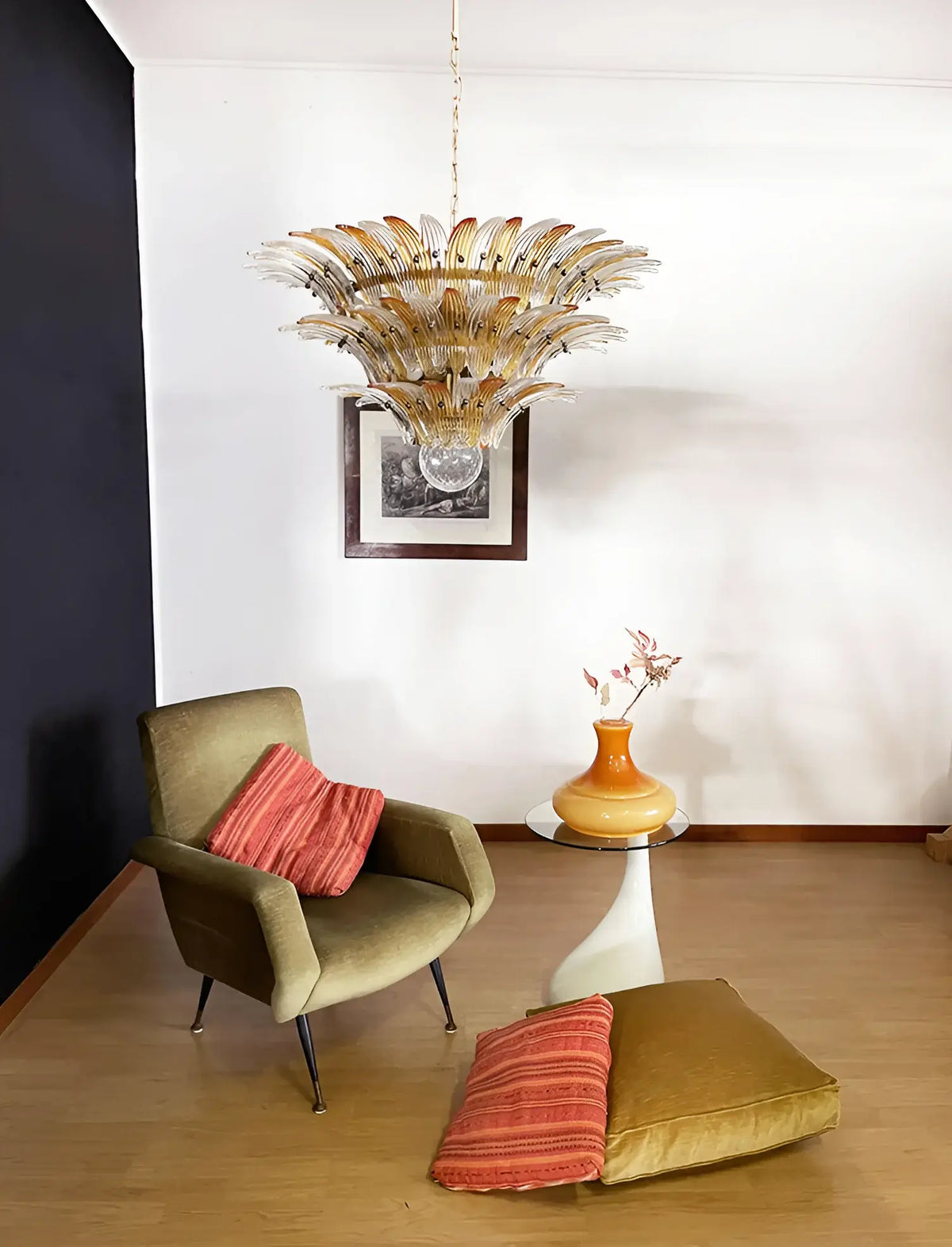 Beautifully Murano Palmette Amber Transparent Chandelier - view 6