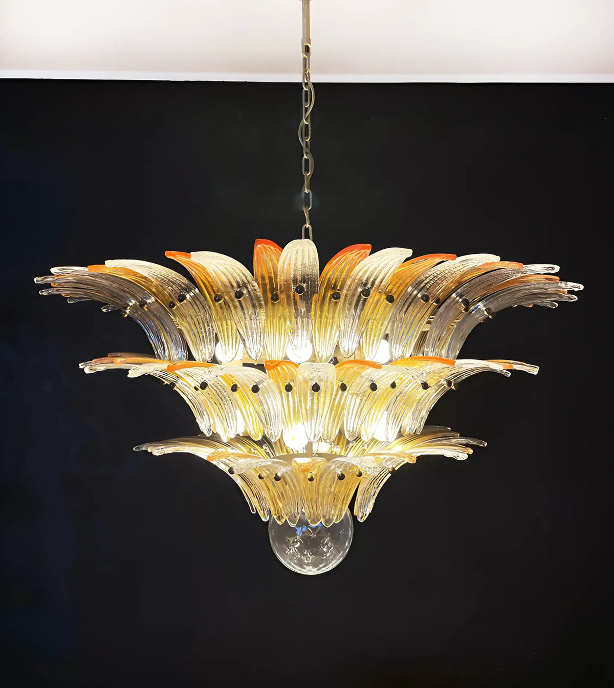 Beautifully Murano Palmette Amber Transparent Chandelier - view 12