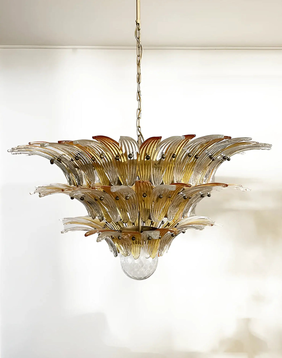 Beautifully Murano Palmette Amber Transparent Chandelier - view 11