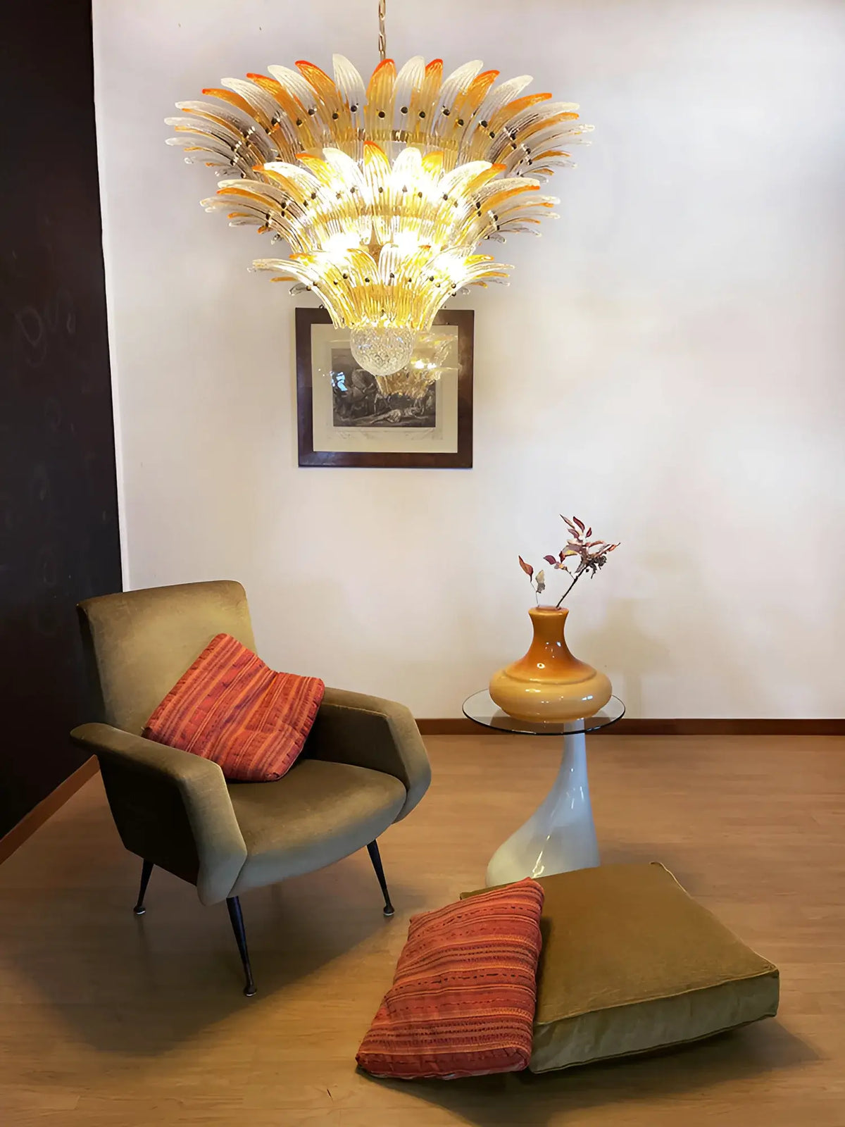 Beautifully Murano Palmette Amber Transparent Chandelier - view 3