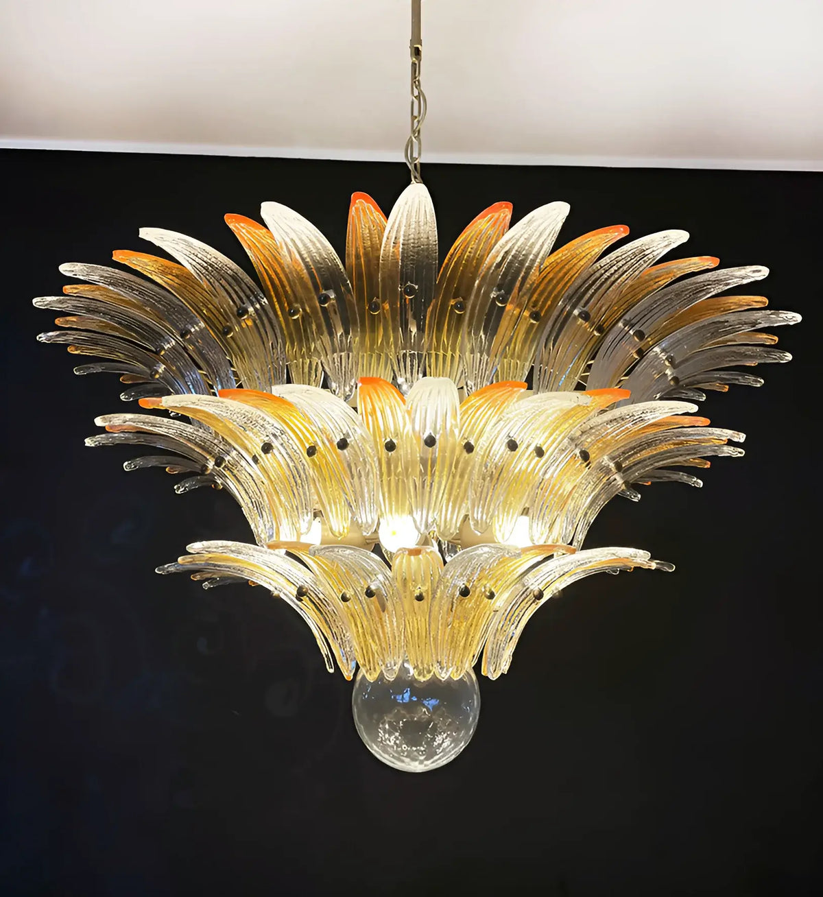 Beautifully Murano Palmette Amber Transparent Chandelier - view 9