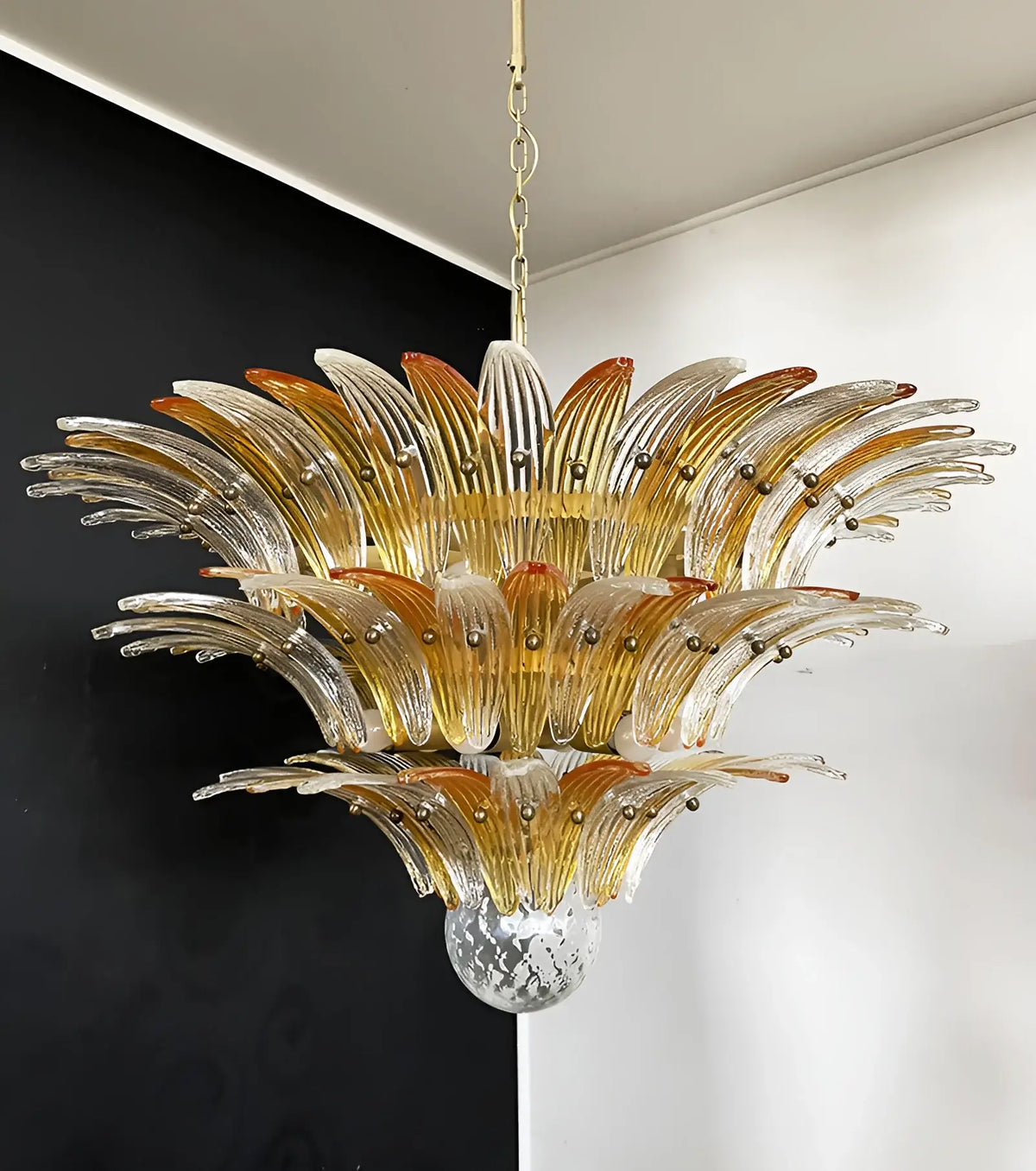 Beautifully Murano Palmette Amber Transparent Chandelier - view 10