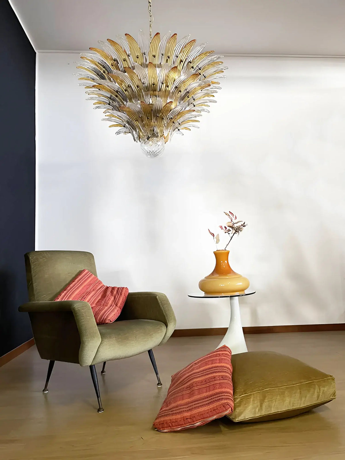 Beautifully Murano Palmette Amber Transparent Chandelier - view 5