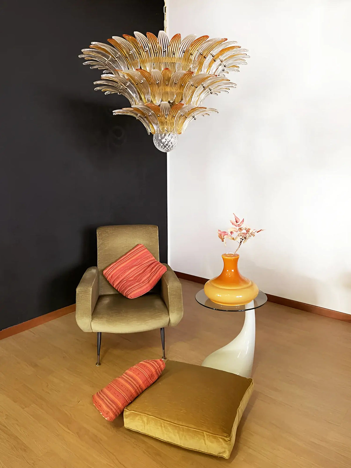 Beautifully Murano Palmette Amber Transparent Chandelier - view 4