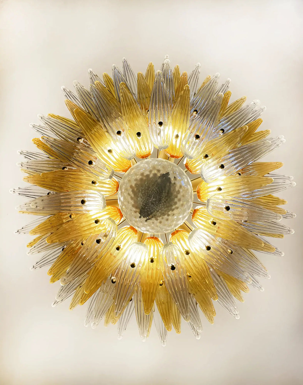 Beautifully Murano Palmette Amber Transparent Chandelier - view 14