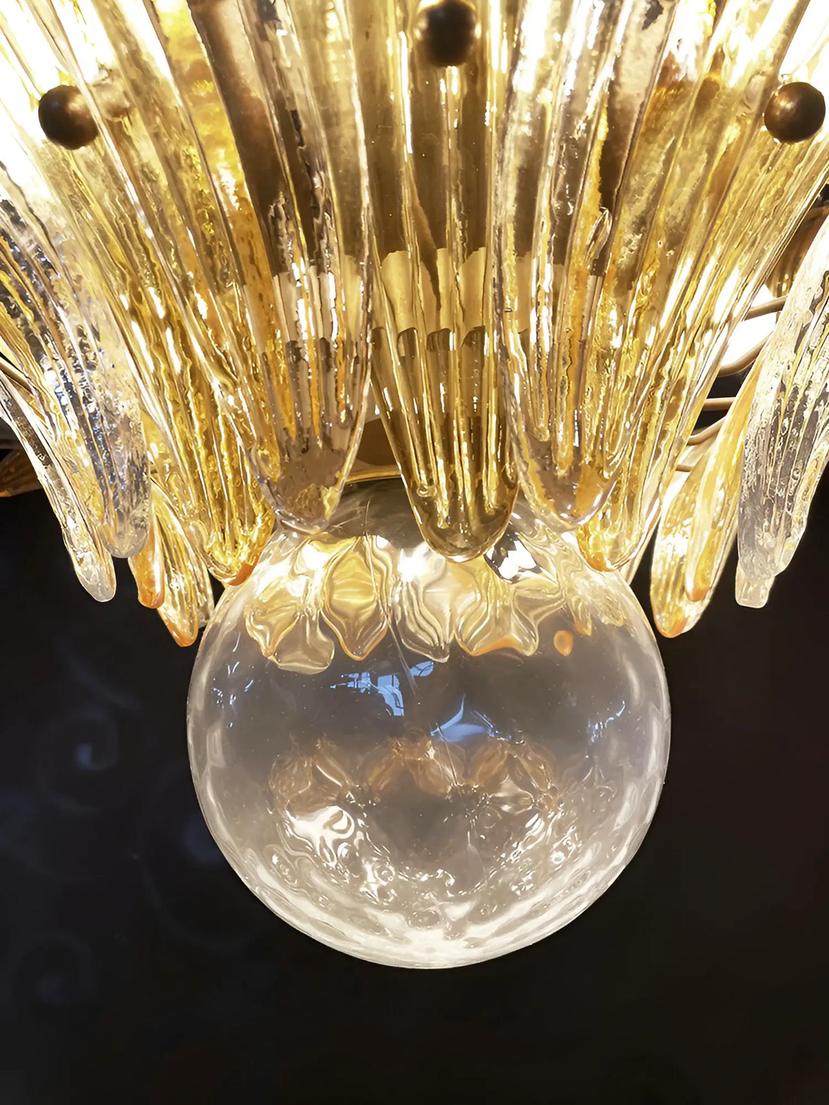 Beautifully Murano Palmette Amber Transparent Chandelier - view 17