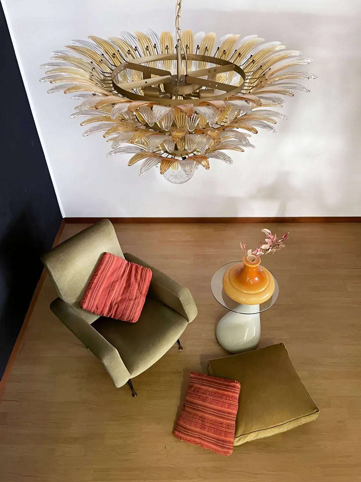 Beautifully Murano Palmette Amber Transparent Chandelier - view 8