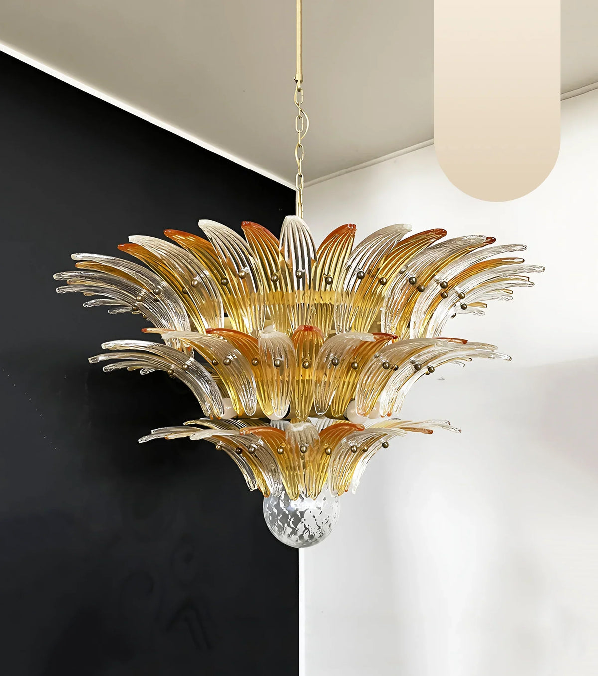 Beautifully Murano Palmette Amber Transparent Chandelier - view 19