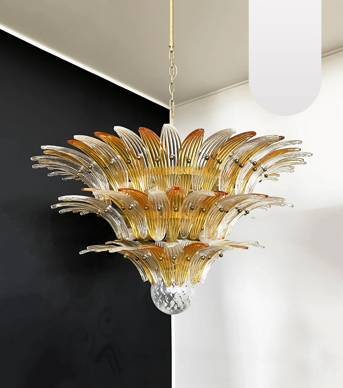 Beautifully Murano Palmette Amber Transparent Chandelier - view 20