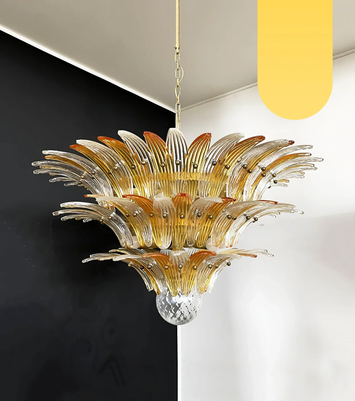 Beautifully Murano Palmette Amber Transparent Chandelier - view 21