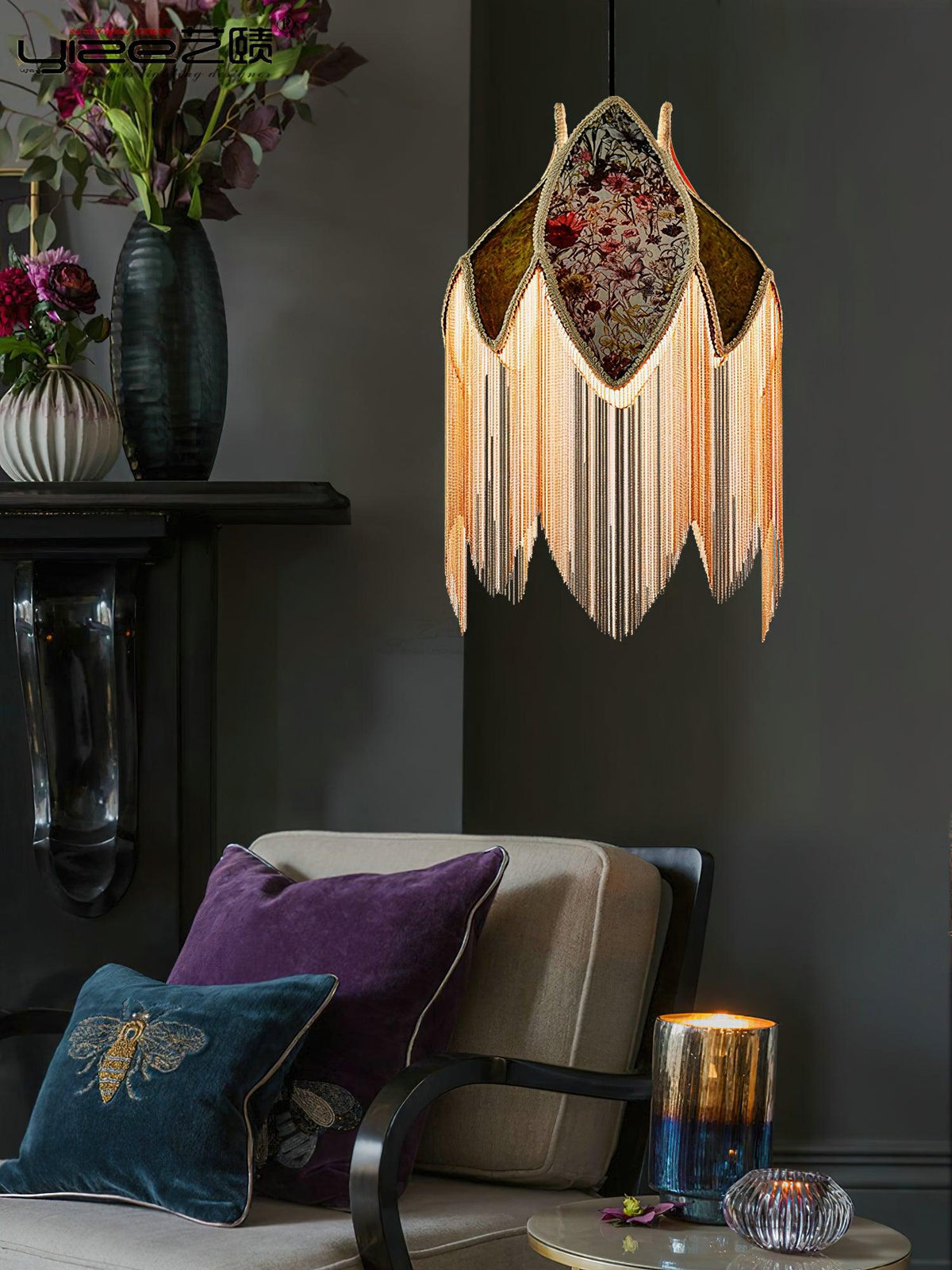 Bette Fringed Pendant Lamp - view 7