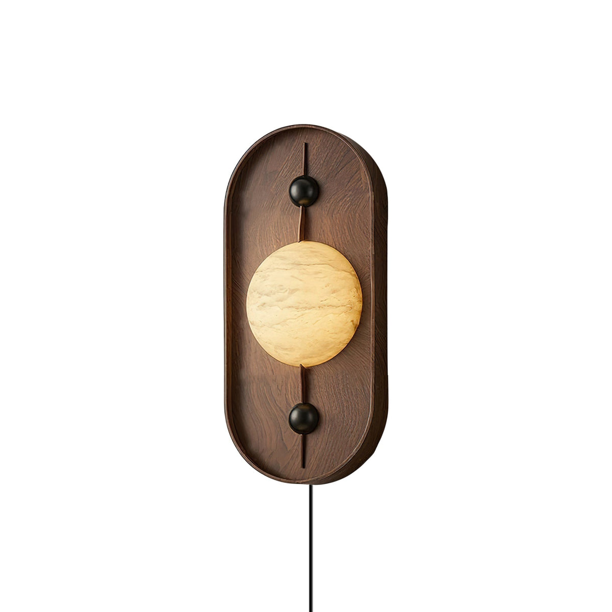 Bezel Alabaster Plug-in Wall Lamp