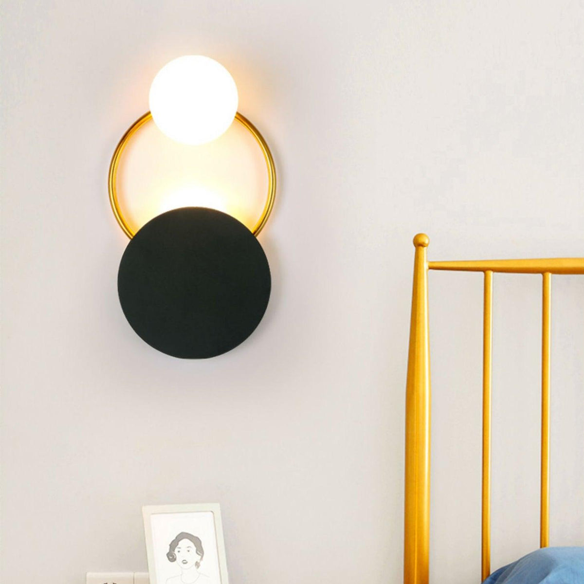 Black Circular Rings Wall Lamp - view 3