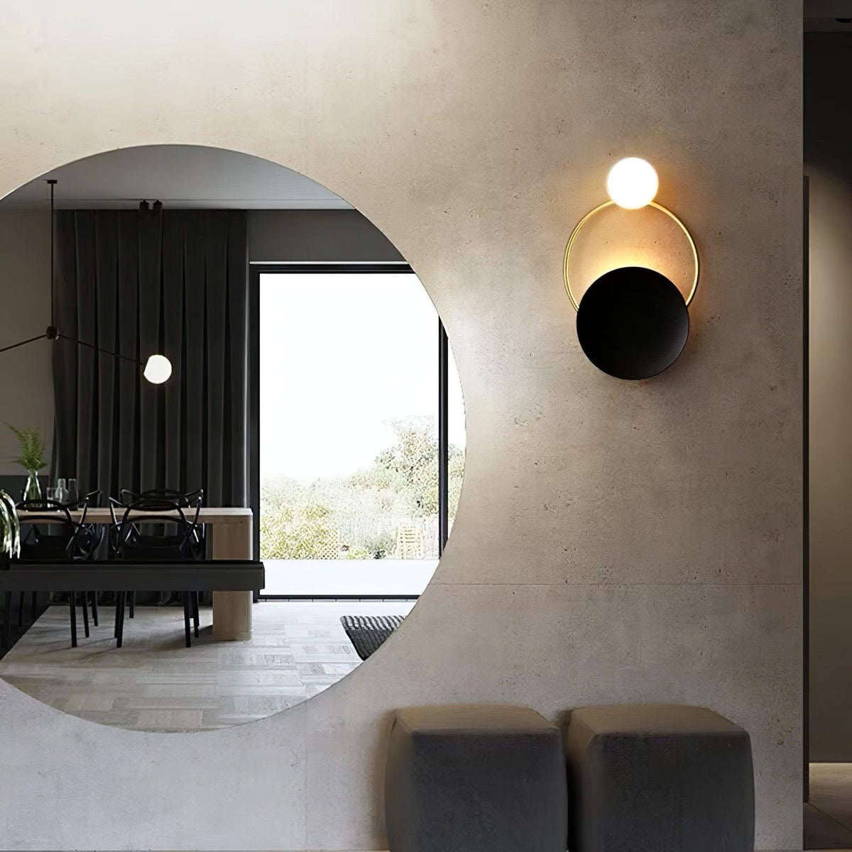 Black Circular Rings Wall Lamp - view 12