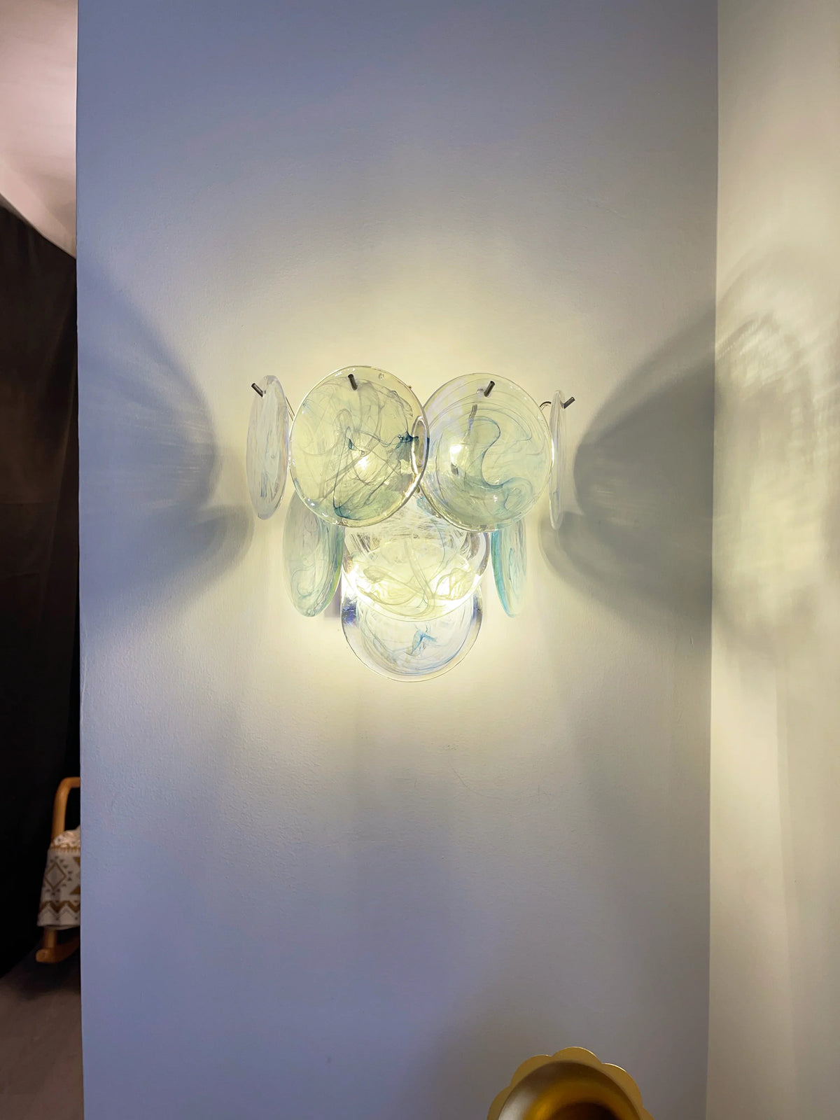 Blue Vintage Murano Glass Wall Lamp - view 7