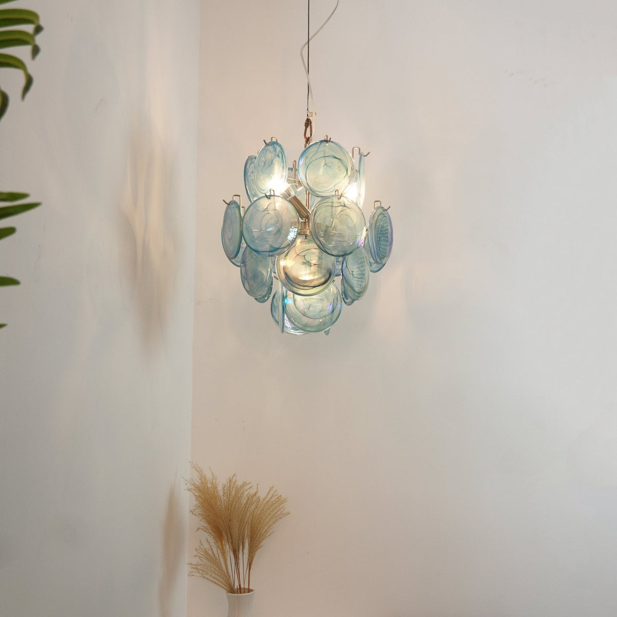 Blue Murano Disc Glass Chandelier