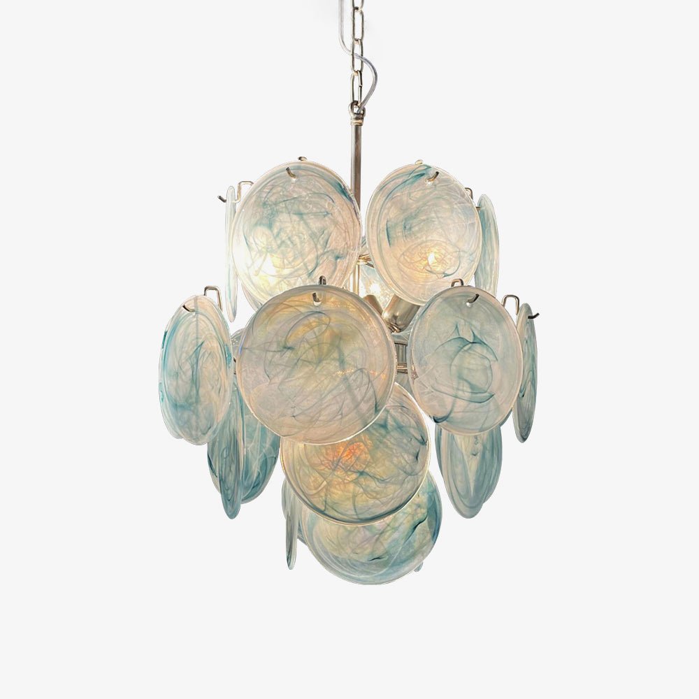 Blue Murano Disc Glass Chandelier