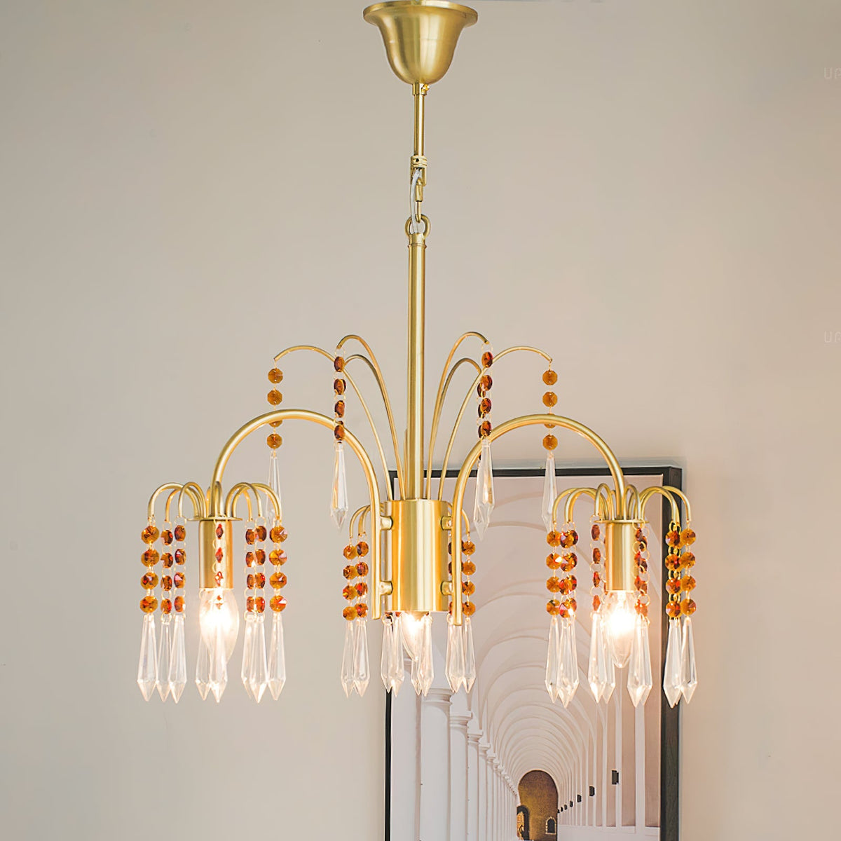 Brass Candle Crystal Chandelier - view 7