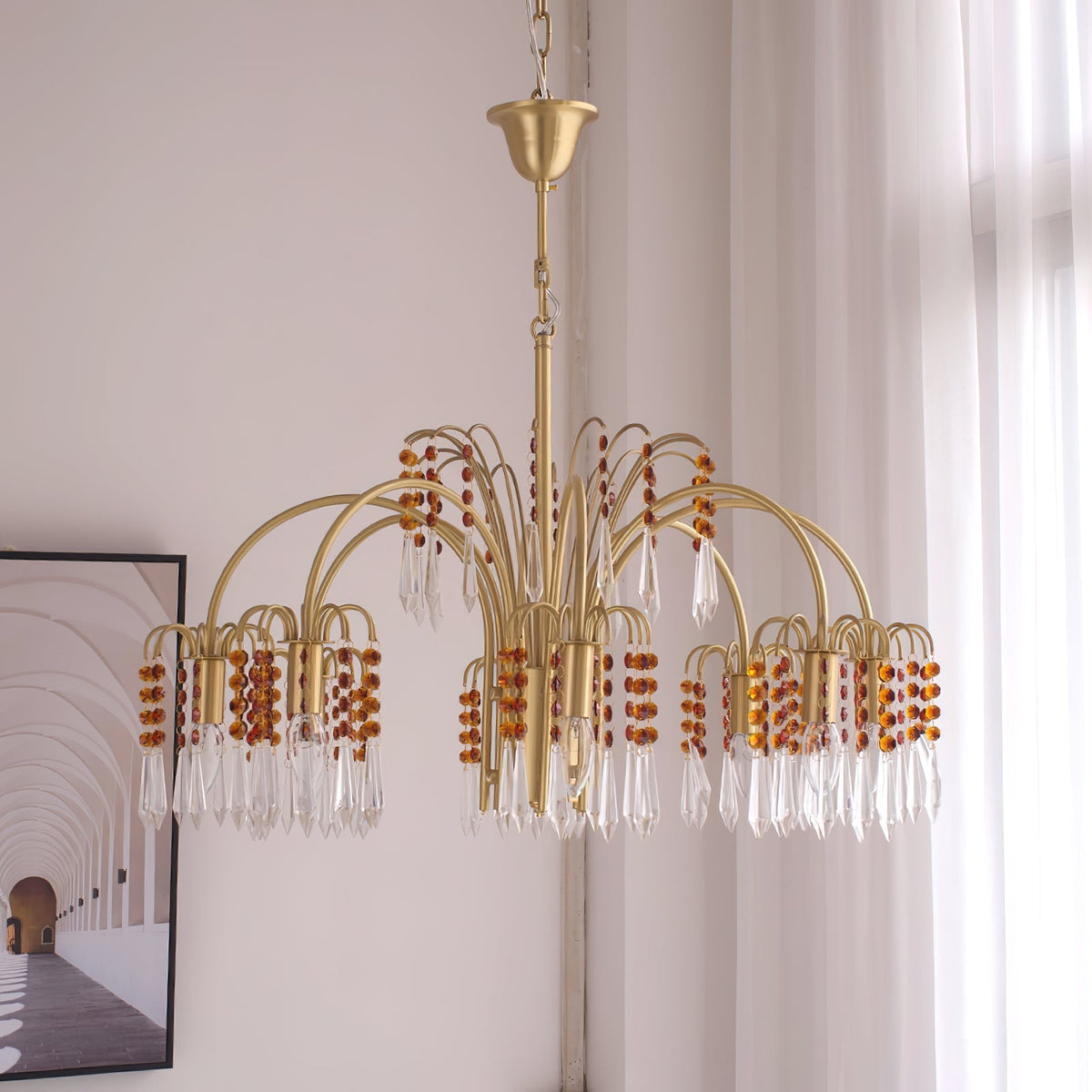 Brass Candle Crystal Chandelier - view 15