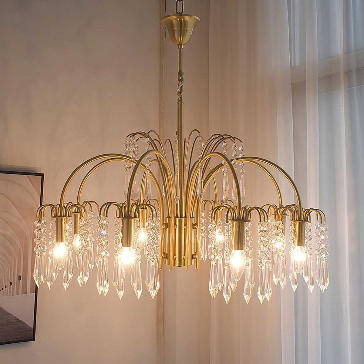 Brass Candle Crystal Chandelier - view 17
