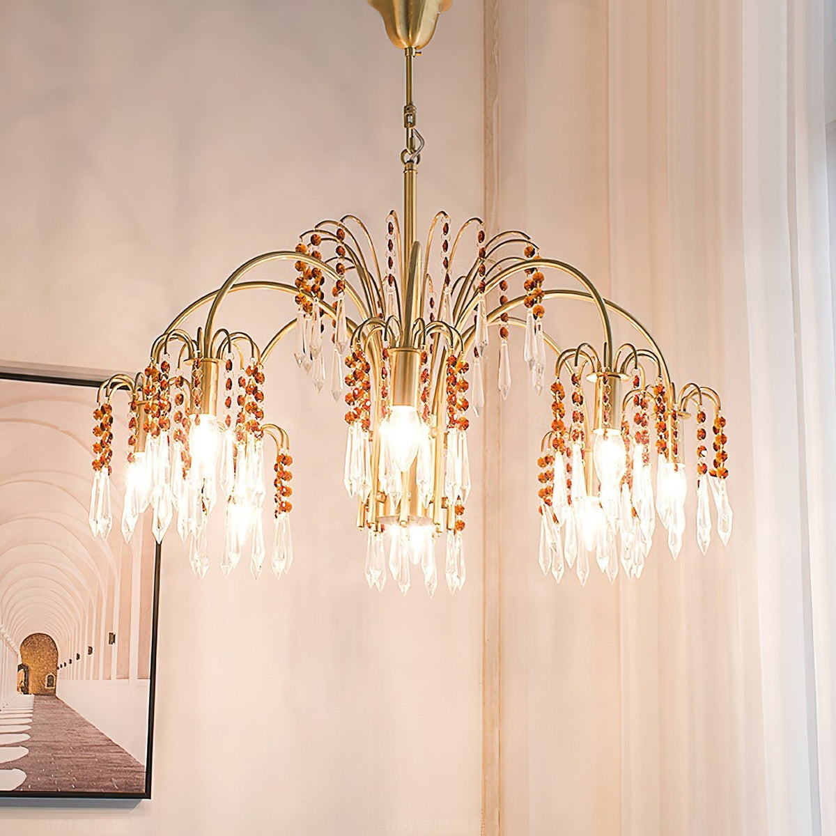 Brass Candle Crystal Chandelier - view 20