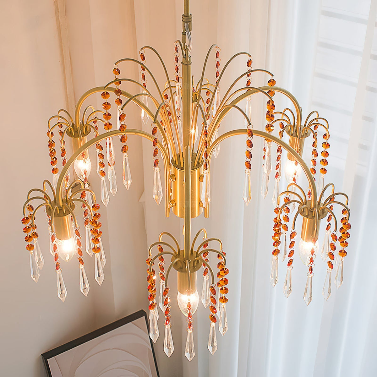 Brass Candle Crystal Chandelier - view 14