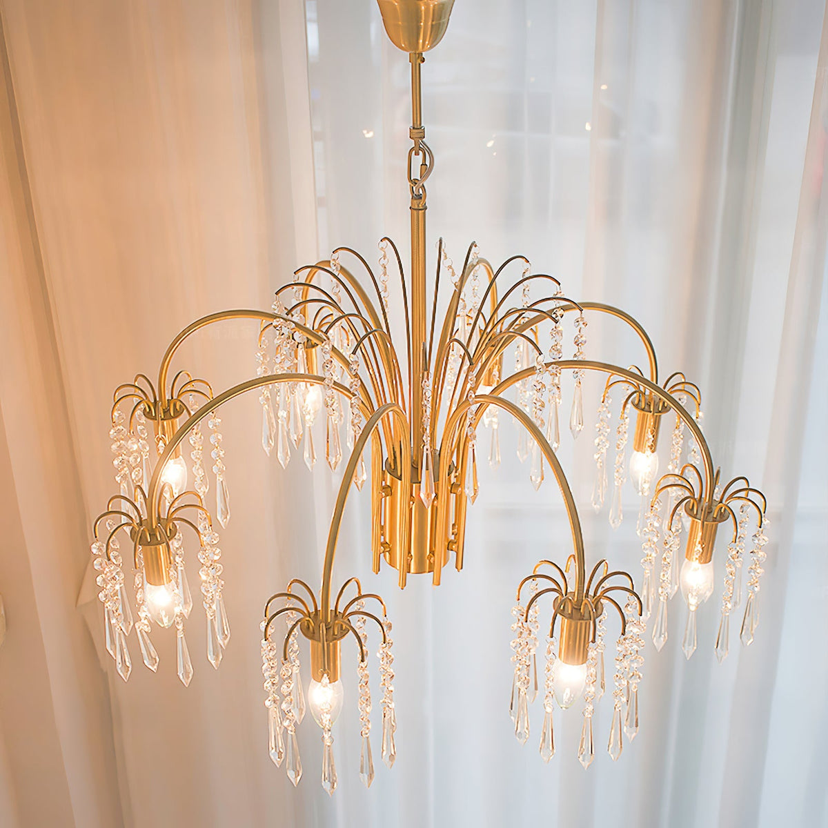 Brass Candle Crystal Chandelier - view 2