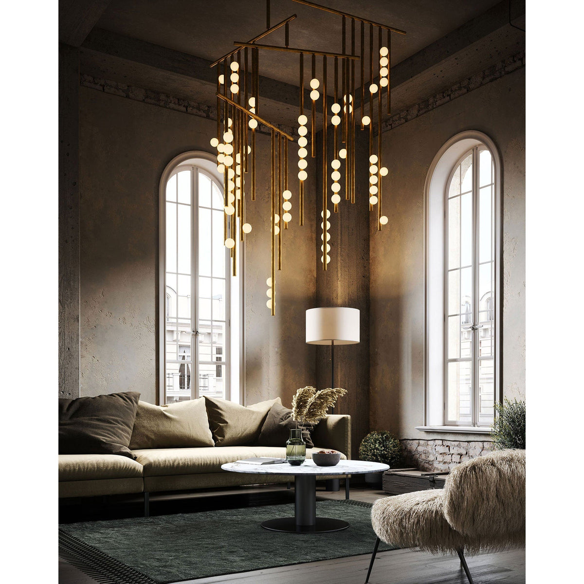 Brass Drop System Chandelier - view 25