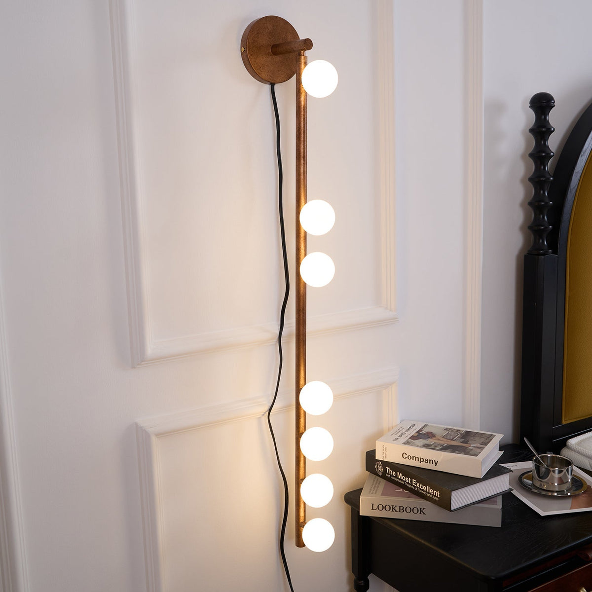 Brass Glass Tube Plug-in Wall Lamp - view 4