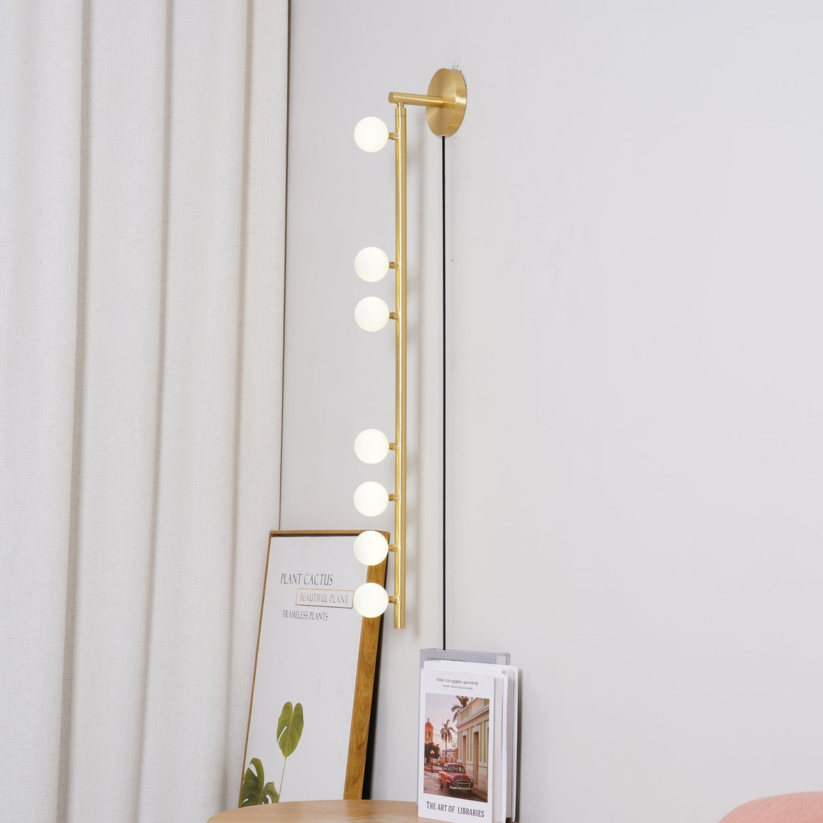 Brass Glass Tube Plug-in Wall Lamp - view 2