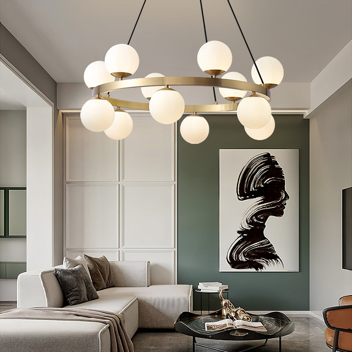 Bubbles Brass Ring Chandelier - view 4