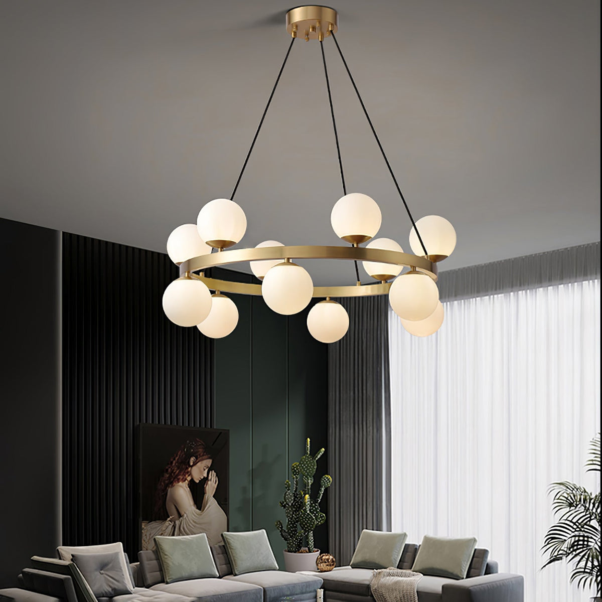 Bubbles Brass Ring Chandelier - view 2