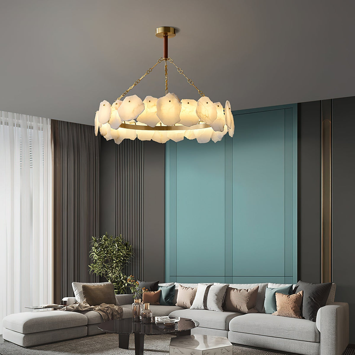 Burton Marble Round Chandelier - view 12