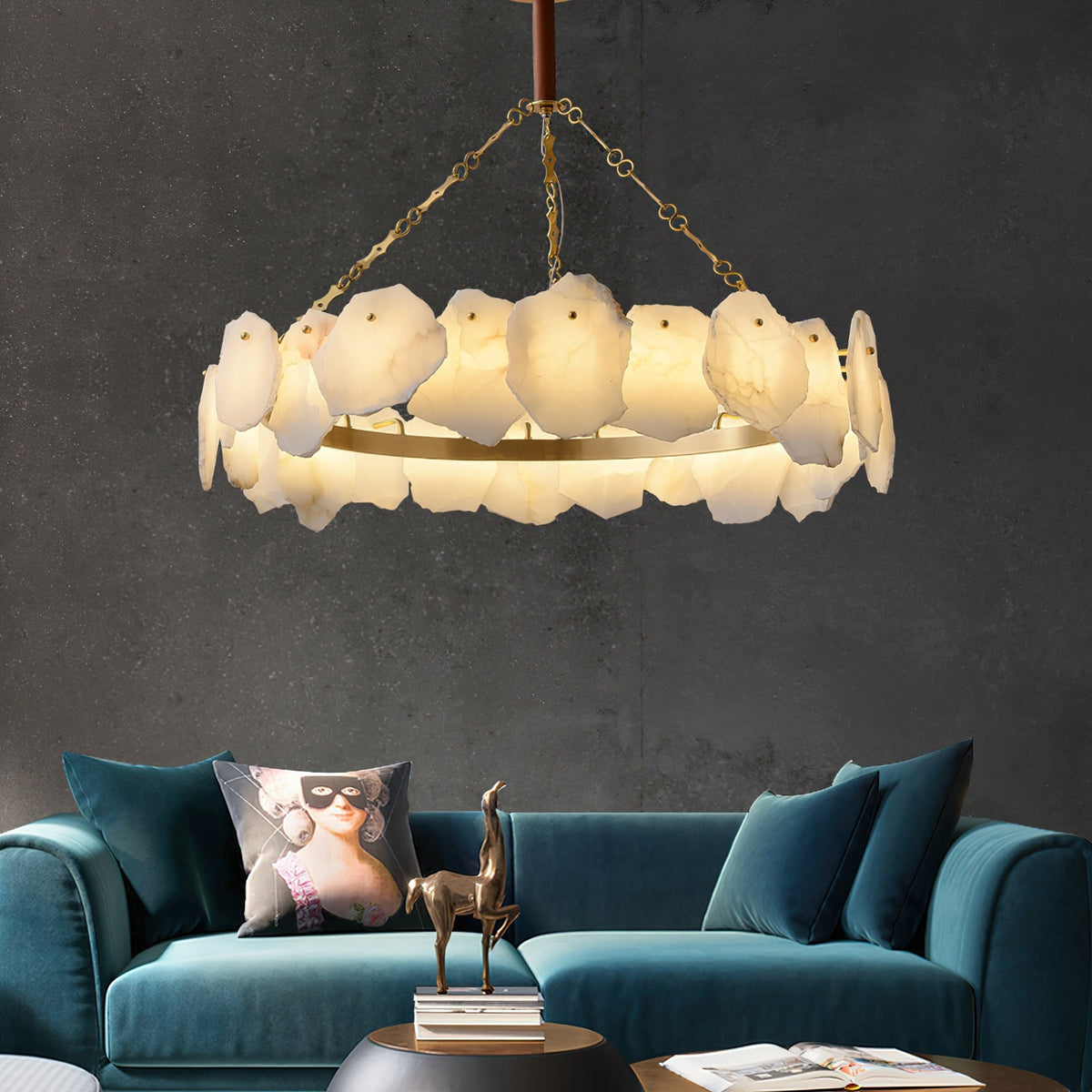 Burton Marble Round Chandelier - view 2