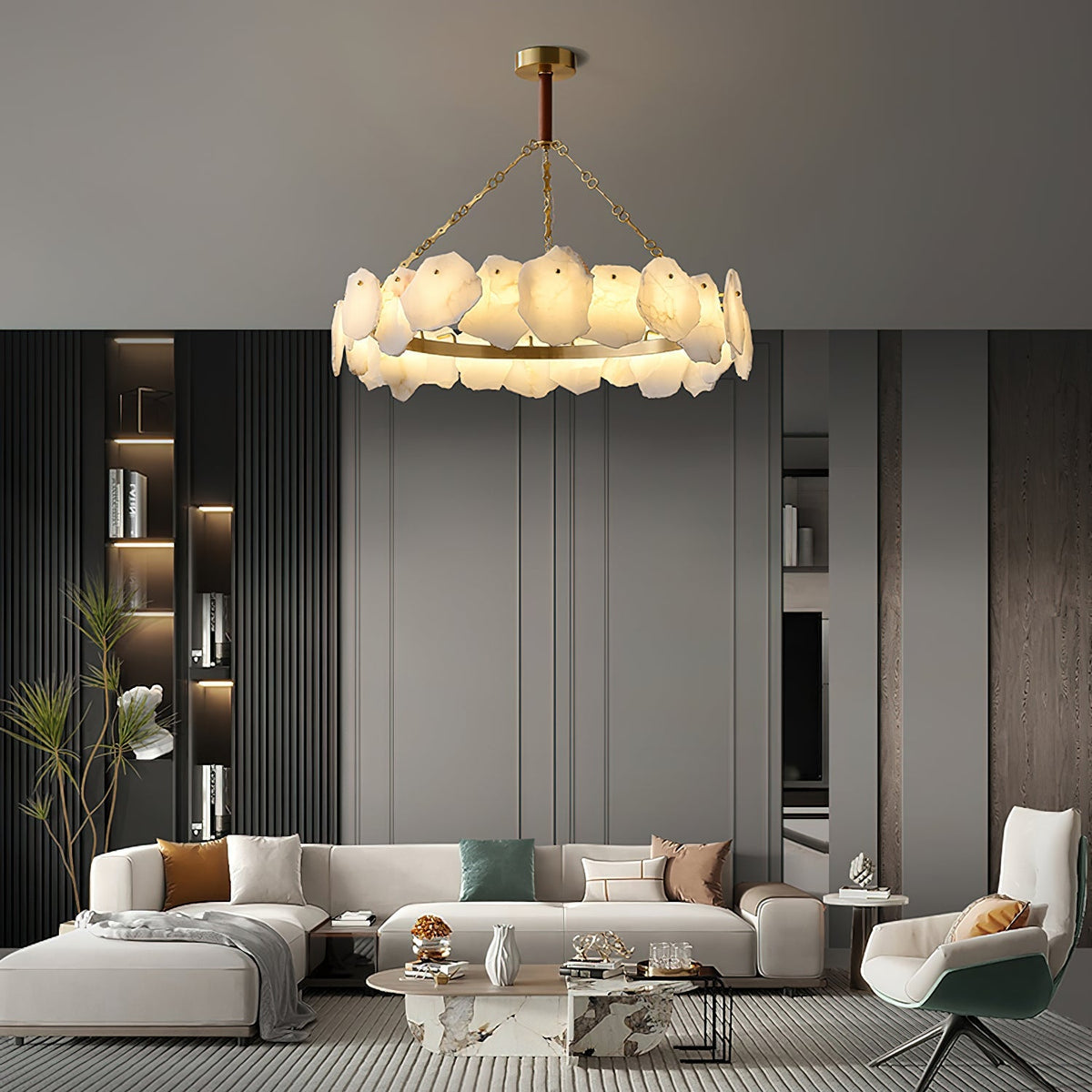 Burton Marble Round Chandelier - view 10