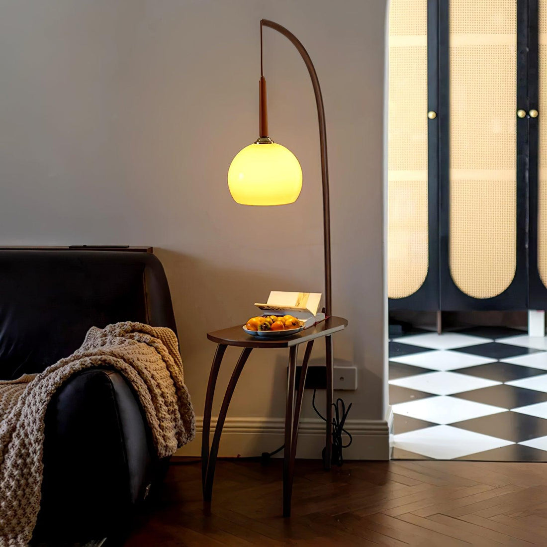 Cantilever Wood Accent Floor Lamp