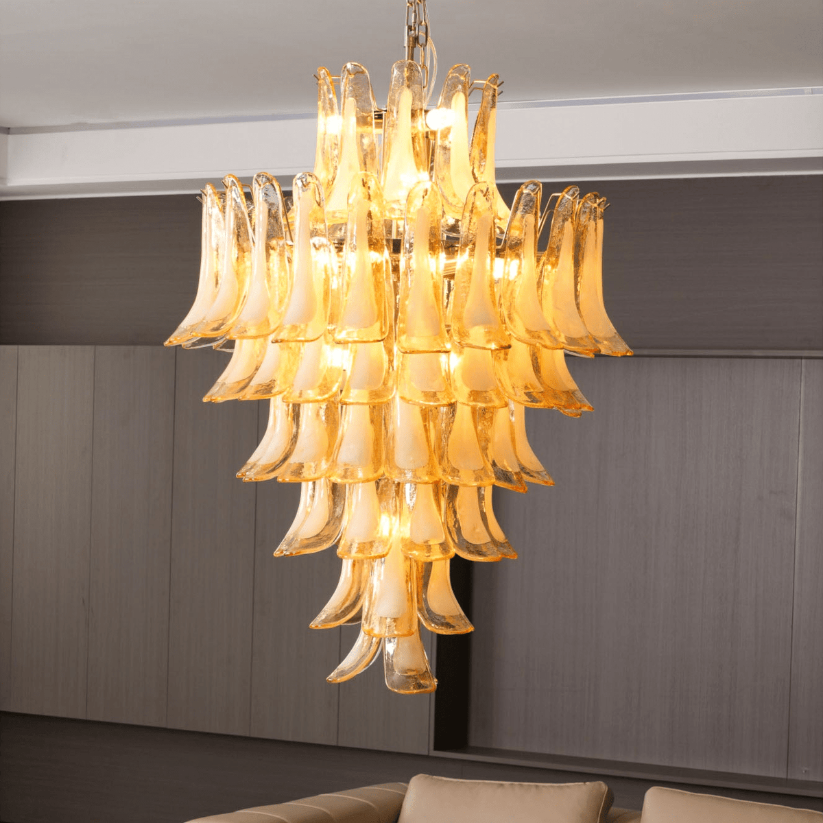 Amber Cloud Murano Glass Petals Chandelier - view 2