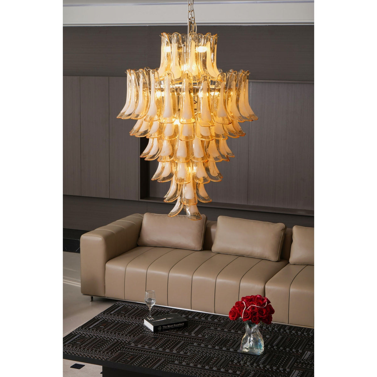 Yellow Murano Glass Petals Chandelier - view 7