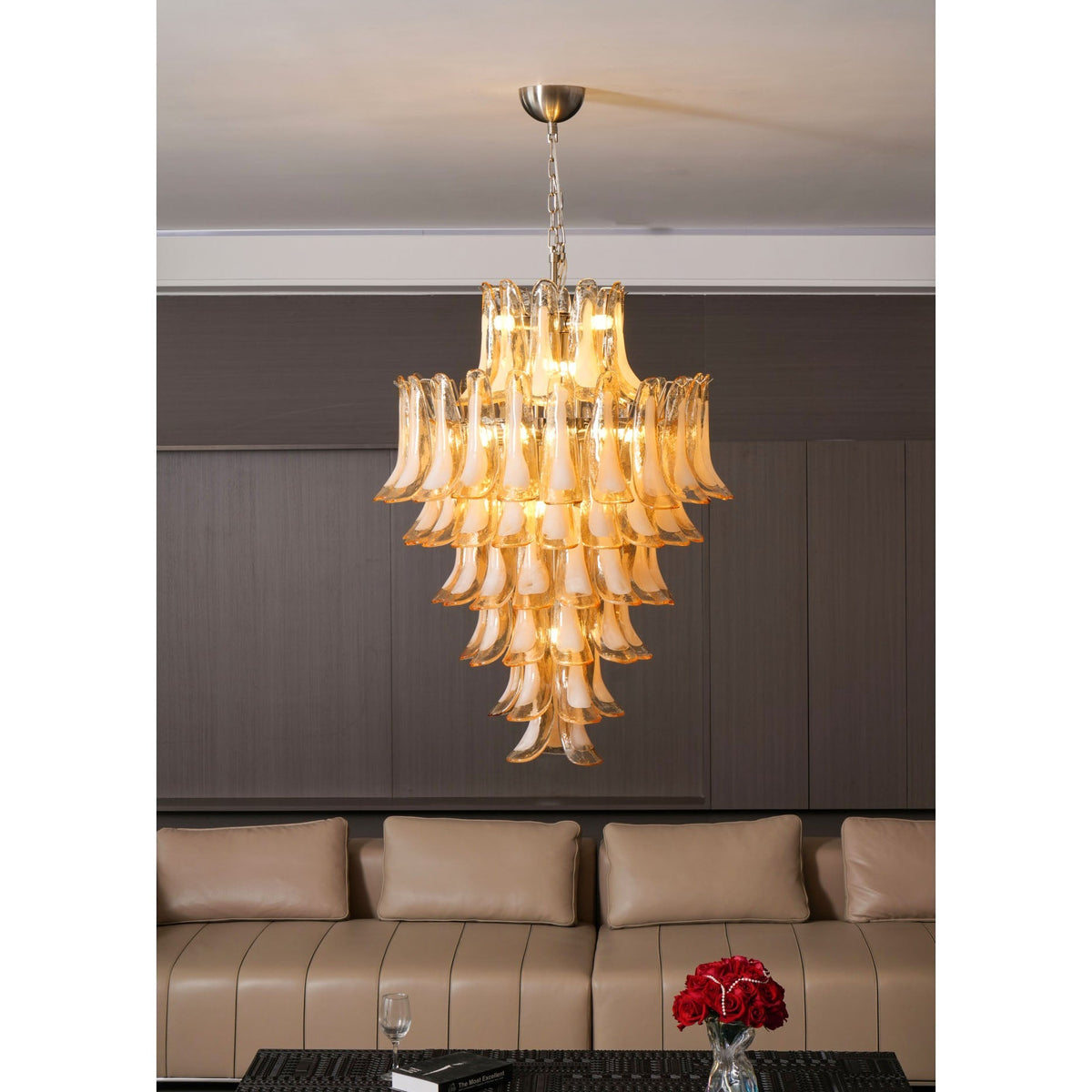 Yellow Murano Glass Petals Chandelier - view 9