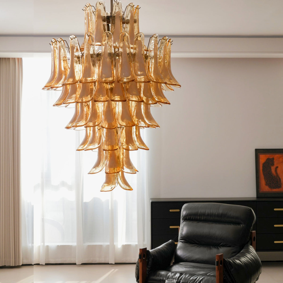 Yellow Murano Glass Petals Chandelier - view 10