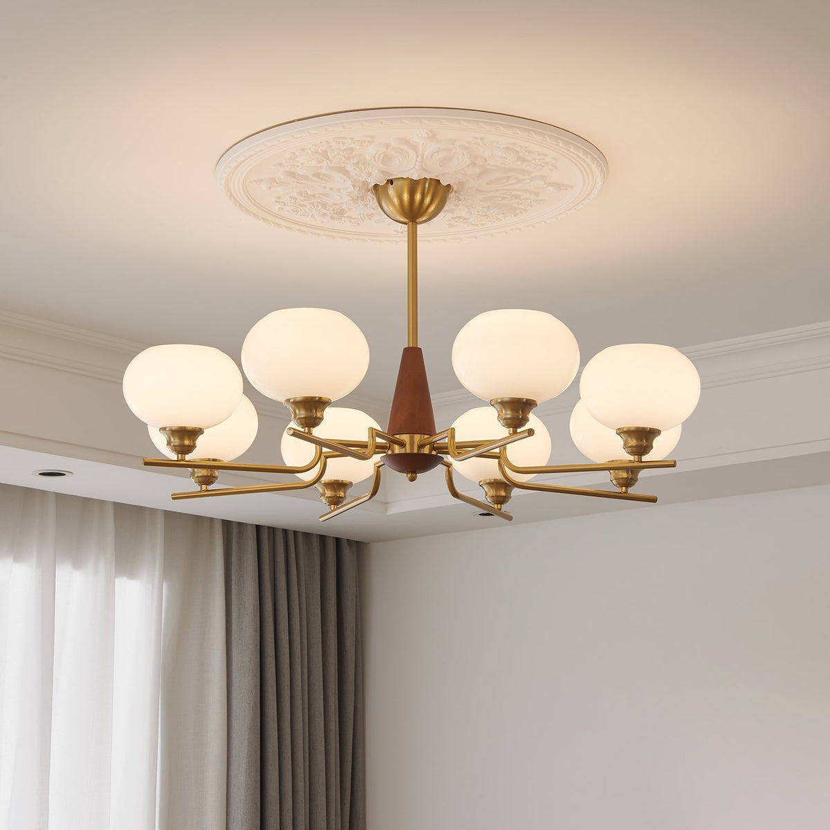 Celeste Sphere Walnut Chandelier - view 2