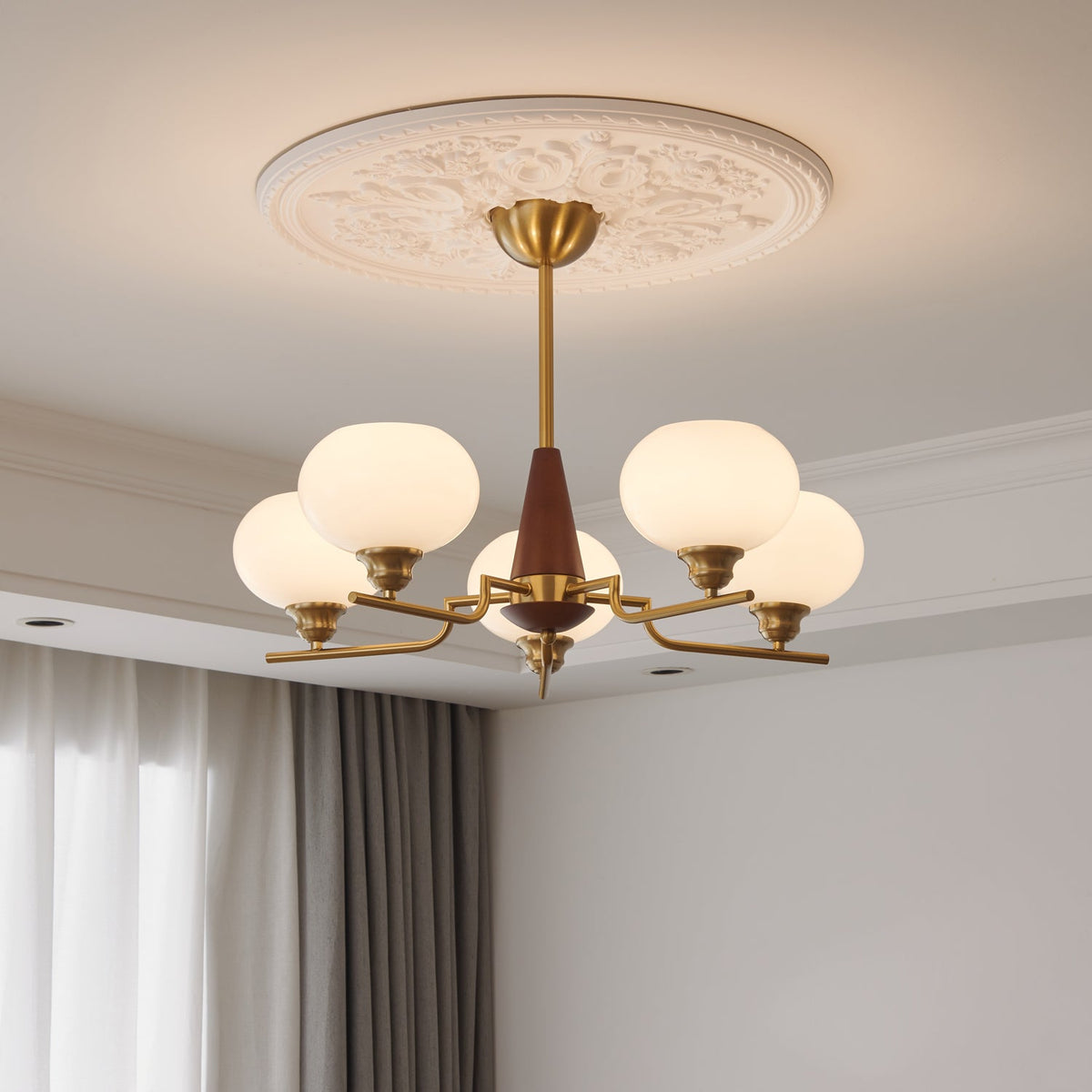 Celeste Sphere Walnut Chandelier - view 6