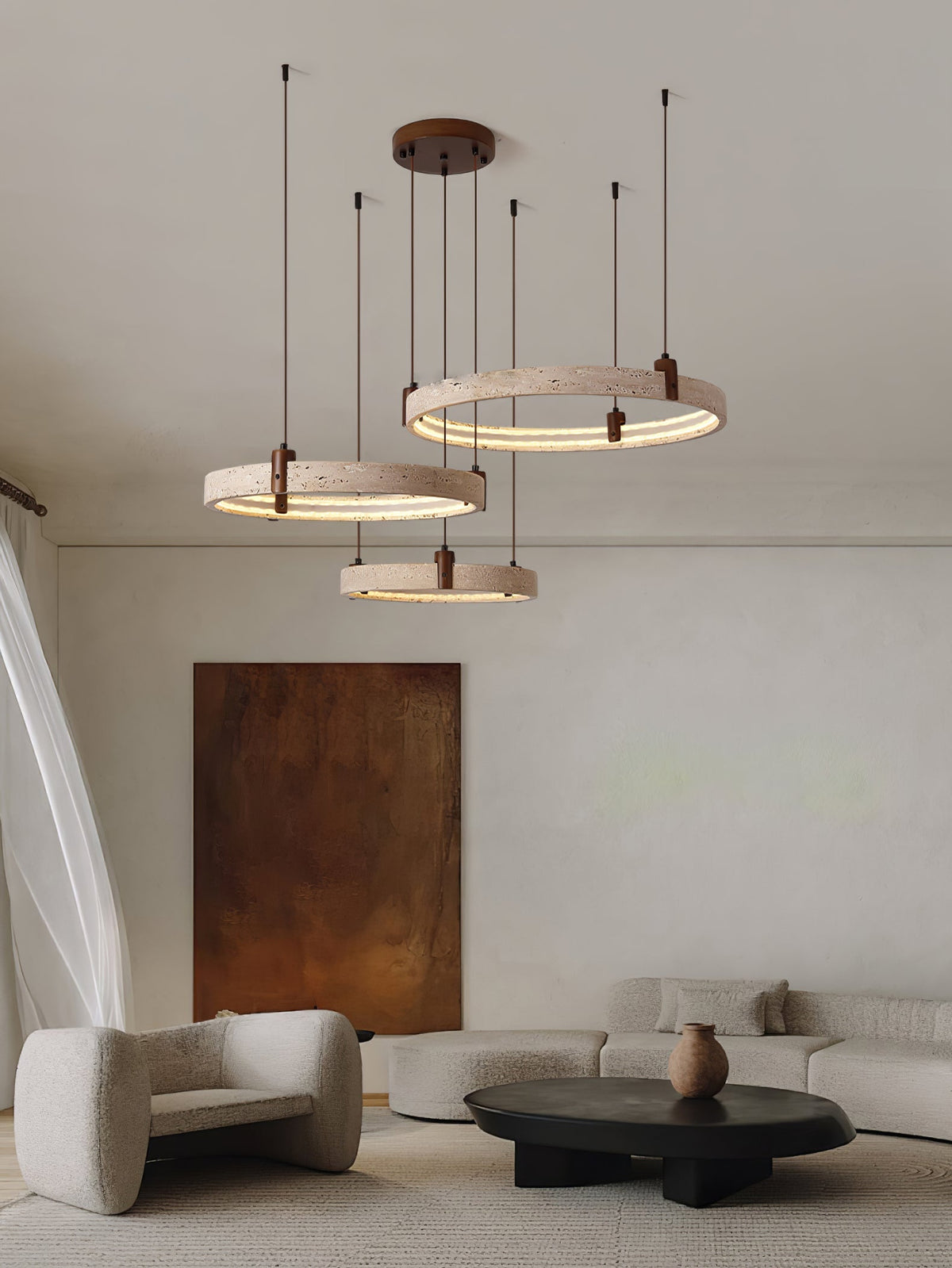 Celestial Orbit Travertine Chandelier
