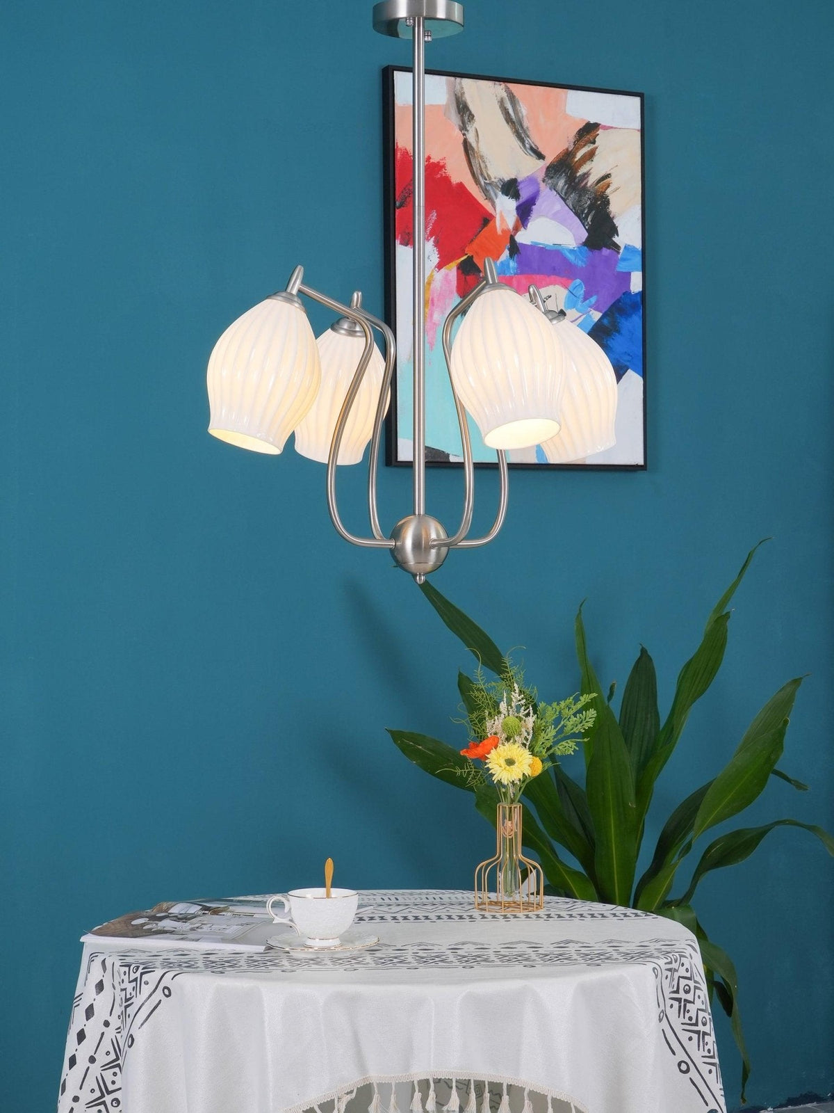 Ceramic Ribbed Chandelier - view 7