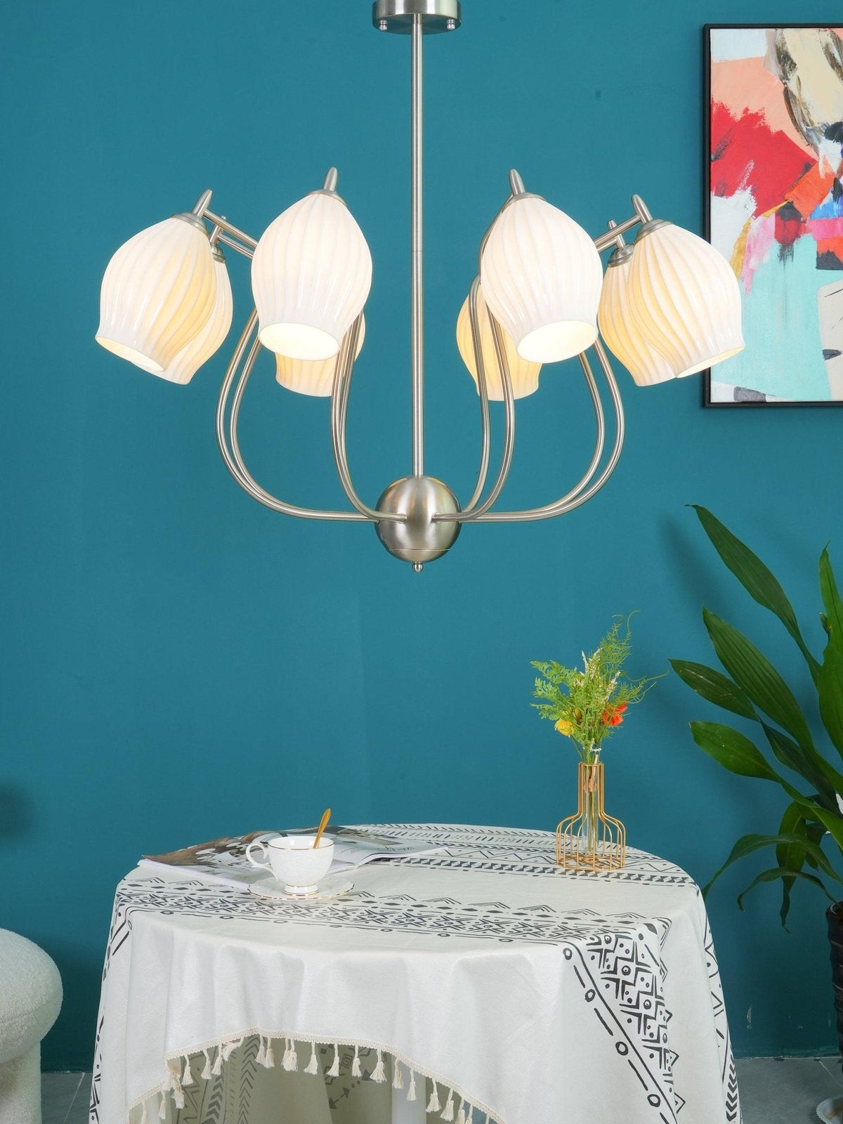 Ceramic Ribbed Chandelier - view 8
